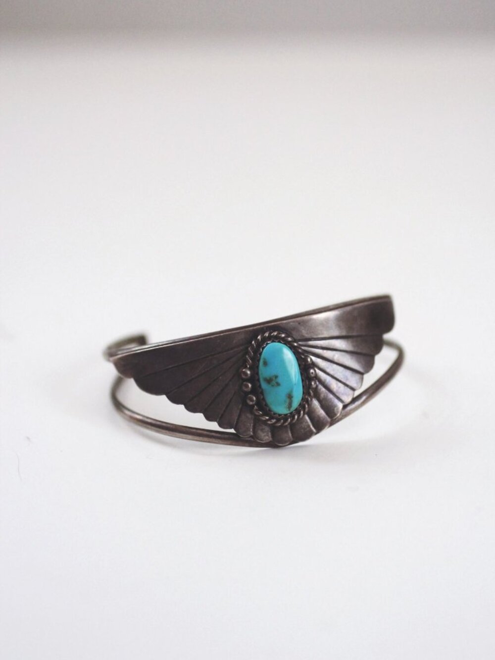 Vintage Native American Navajo Turquoise Sterling Silver Cuff Bracelet W. Begay - Picture 5 of 9